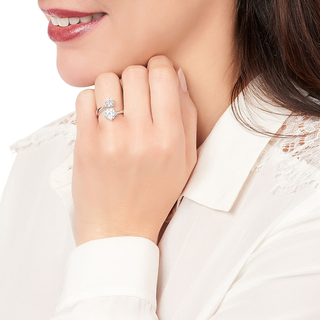 Bague Toi Et Moi TAILLE 58 Zirconium Blanc&Noir Argent Massif Rhodié Bague Toi Et Moi TAILLE 58 Zirconium Blanc&Noir Argent Massif Rhodié